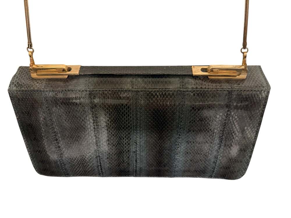 Vintage Etienne Aigner Snakeskin Print Convertible Clutch Crossbody Bag - Picture 5 of 11